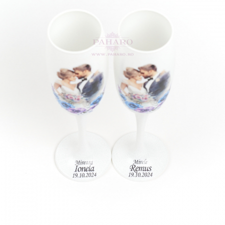 Pahare pentru miri FLORAL - PM 3X1B - Albastru & Mov [5]