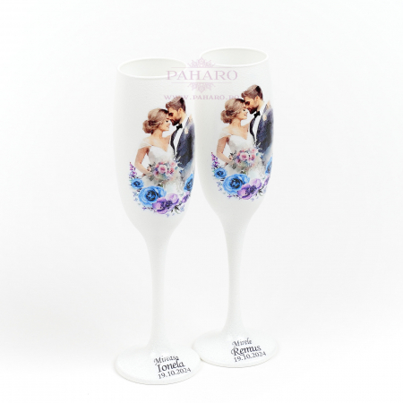 Pahare pentru miri FLORAL - PM 3X1B - Albastru & Mov [2]