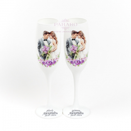 Pahare pentru miri FLORAL - PM 101D - Mov [3]