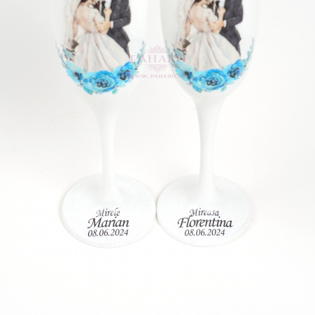 Pahare pentru miri FLORAL - PM 301A - Albastru [5]