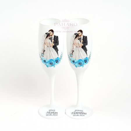 Pahare pentru miri FLORAL - PM 301A - Albastru [3]