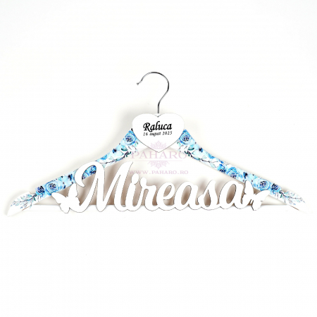 ACCESORII NUNTĂ - Umeraș Mireasa FLORAL - 301- Albastru