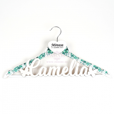 ACCESORII NUNTĂ - Umeraș Mireasa FLORAL  - 401- Verde