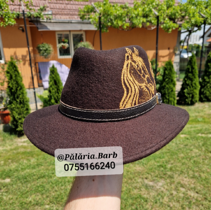 Pălărie maro "Parlamentară" cu 2 cai pictați [2]