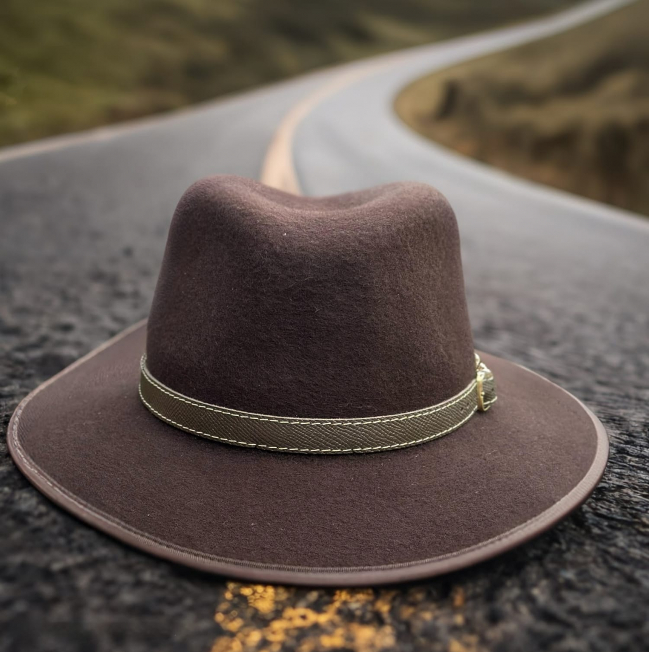 Pălărie maro, unisex cu bor drept [2]