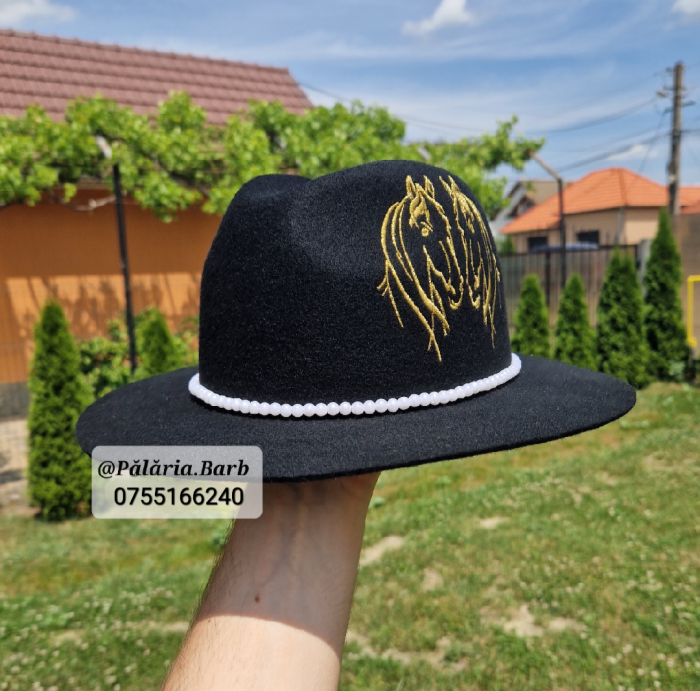 Pălărie neagră DAMĂ cu 2 cai cusuți [2]