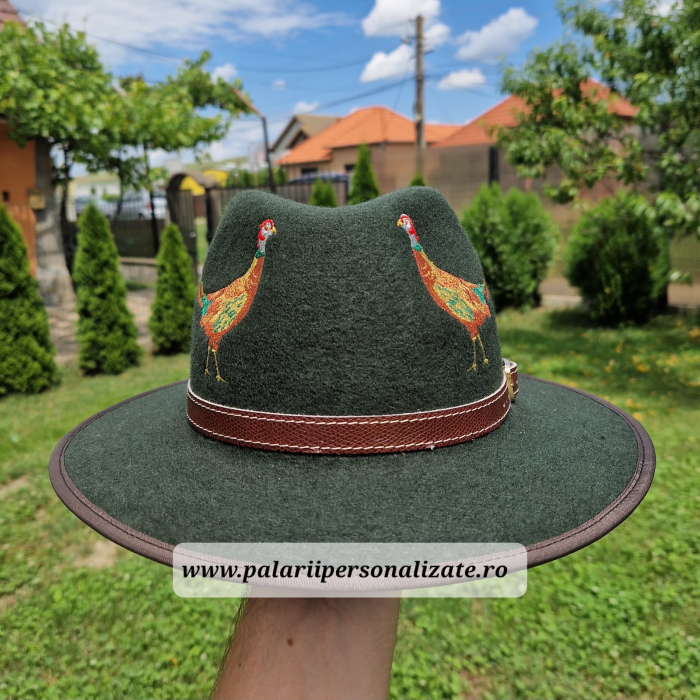 Pălărie verde cu 2 fazani cusuți [3]