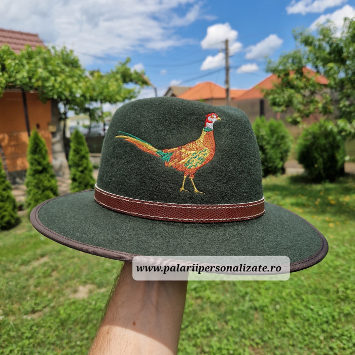 Pălărie verde cu 2 fazani cusuți [2]