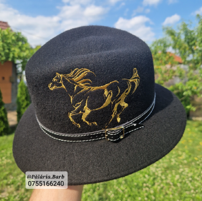 Pălărie neagră "Parlamentară" cu cal cusut [3]
