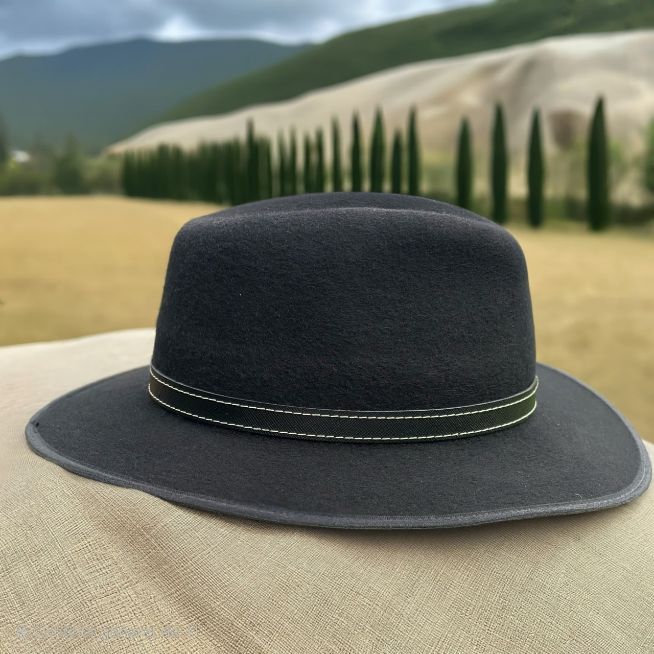 Pălărie neagră, unisex cu bor drept [3]