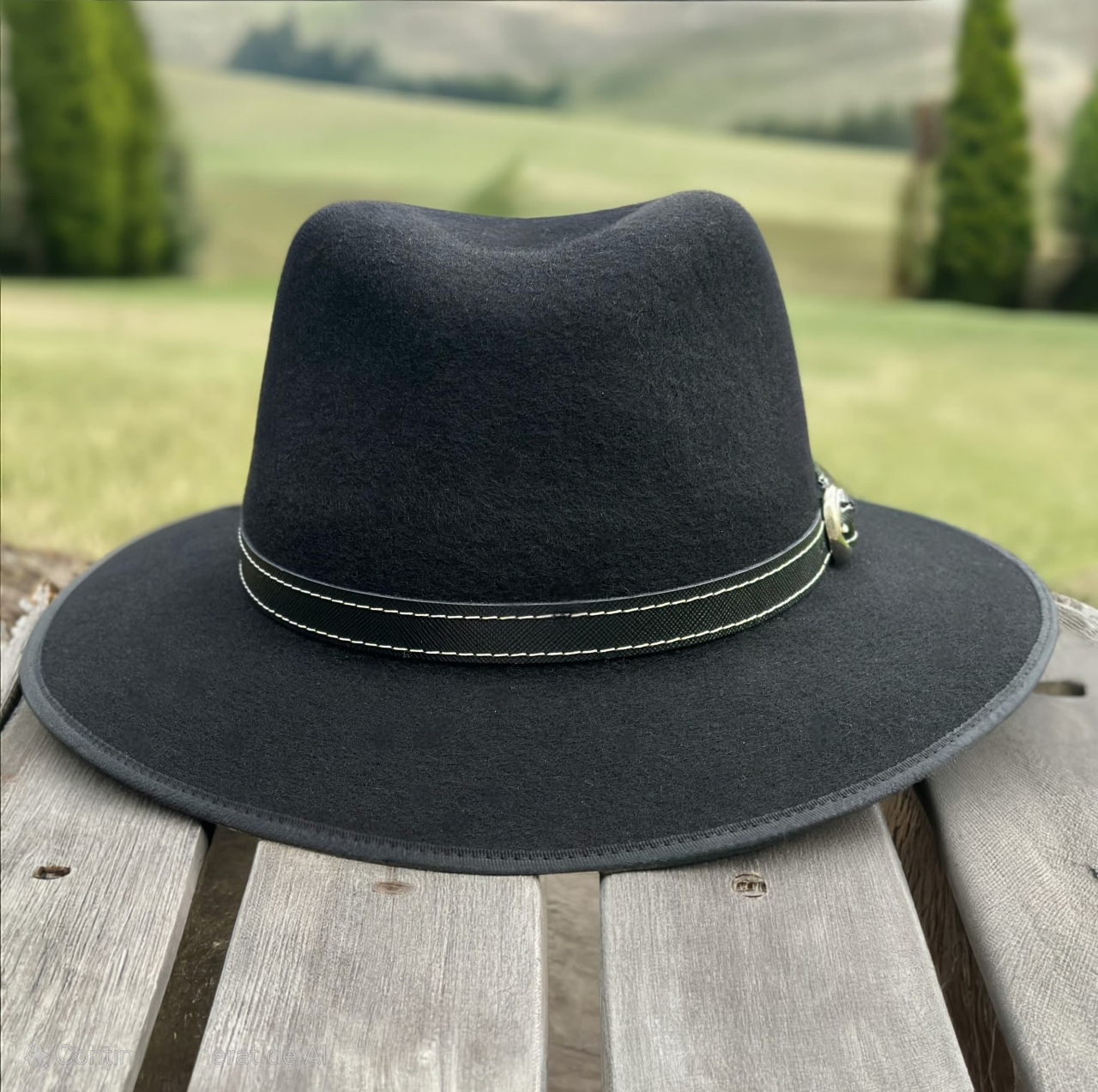 Pălărie neagră, unisex cu bor drept [2]