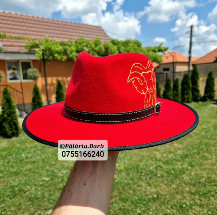 Pălărie roșie cu berbec pictat [2]