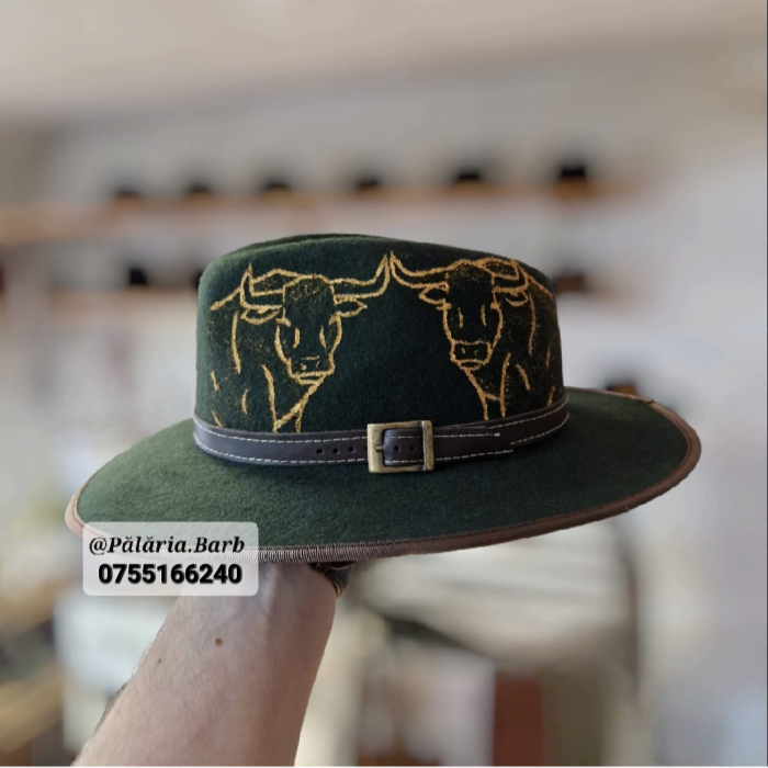 Pălărie verde cu 2 tauri pictați [2]