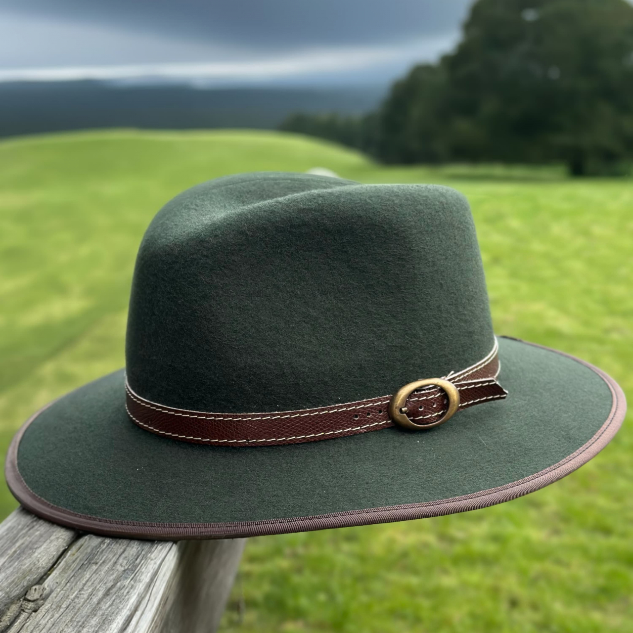 Pălărie verde, unisex cu bor drept [3]