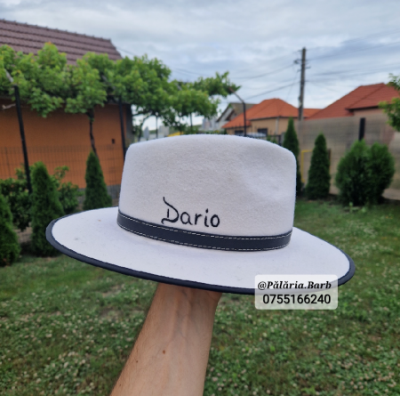 Pălărie albă cu 2 cai pictați + nume [3]
