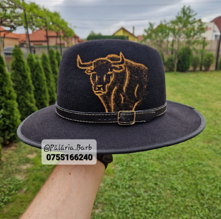 Pălărie neagră cu taur pictat [1]