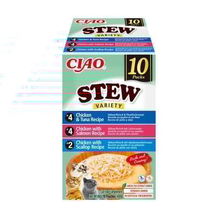 Ciao Churu Stew Variety cu Pui si Ton, Pui si Somon, Pui si Scoici 10 Buc [1]