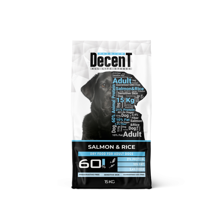 DecenT Adult Dog Sensitive Skin cu Somon si Orez 15 Kg [1]