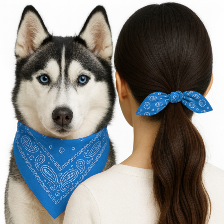 Leopet Twinlook Set Bandana cu Elastic de Par Asortat Blue [2]