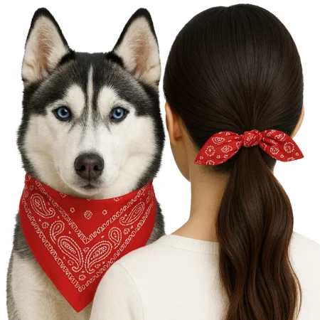 Leopet Twinlook Set Bandana cu Elastic de Par Asortat Red [2]