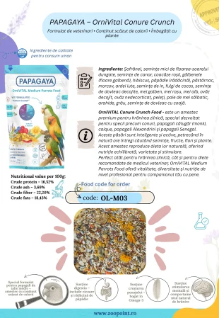 Papagaya OrniVital Conure Crunch Hrana Low Fat pentru Papagali de Talie Medie [3]