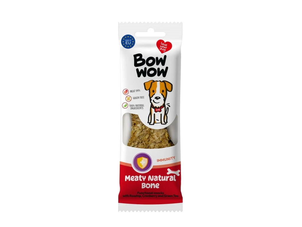 Recompense si Delicii pentru Caini - Bow Wow Recompensa Natural Meaty Bone Immunity 28 Gr