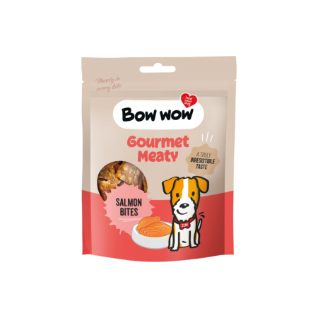 Recompense si Delicii pentru Caini - Bow Wow Recompense Gourmet Meaty Bucatele cu Somon 60 Gr