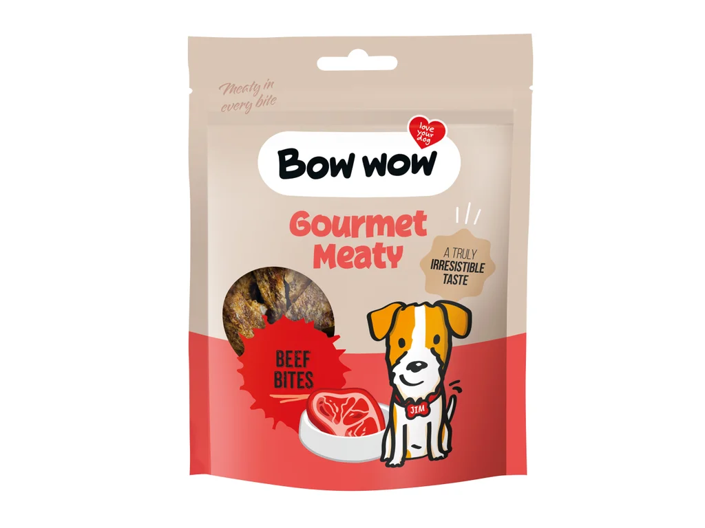 Recompense si Delicii pentru Caini - Bow Wow Recompense pentru Caini Gourmeat Meaty Beef Bites 60 Gr