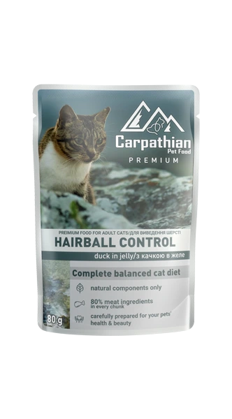 Carpathian Pet Food - Carpathian Cat Adult Hairball Plic Rata in Jeleu 80 Gr