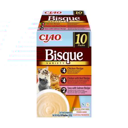 Recompense si Delicii pentru Pisici - Ciao Churu Bisque Variety cu Pui, Pui si Vita, Ton si Somon 10 Buc