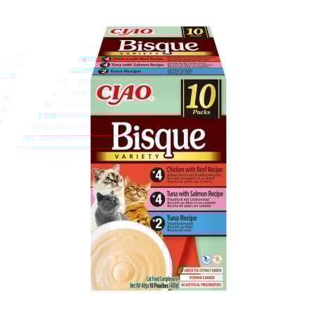 Recompense si Delicii pentru Pisici - Ciao Churu Bisque Variety cu Ton, Pui si Vita, Ton si Somon 10 Buc