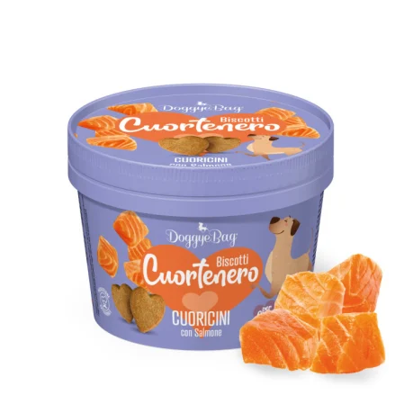 Recompense si Delicii pentru Caini - Doggyebag Cuortenero Cuoricini Biscuiti Artizanali cu Somon 150 Gr