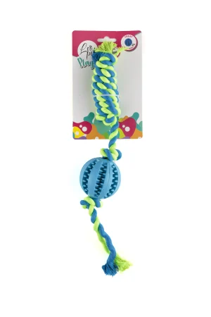 Jucarii Caini - Leopet Dog Rubber Ball Rope Assorted Colours 7 Cm