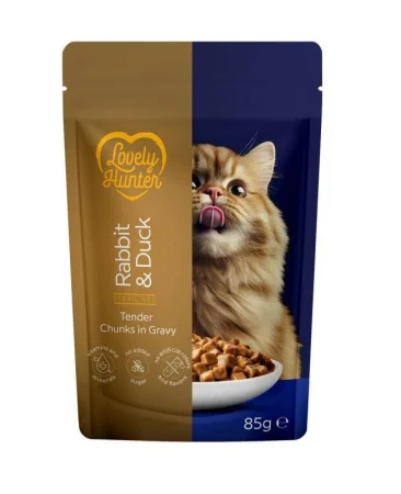 Lovely Hunter - Lovely Hunter Hrana Umeda cu Iepure si Rata pentru Pisici Sterilizate 85 Gr