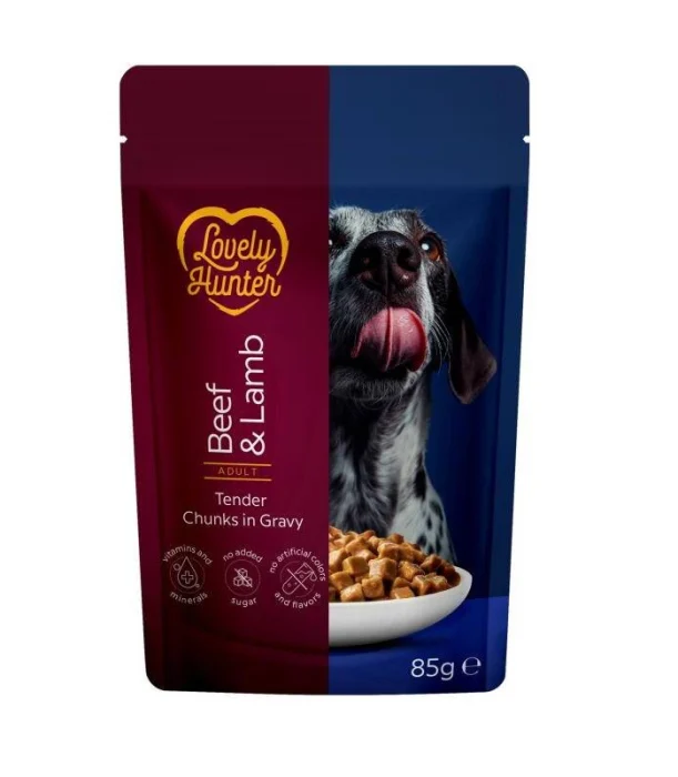 Lovely Hunter - Lovely Hunter Hrana Umeda pentru Caini Adulti cu Vita si Miel 85 Gr