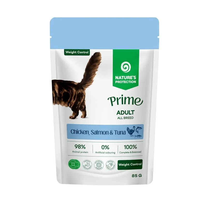 Nature's Protection - Nature's Protection Prime Cat Weight Control cu Pui, Somon si Ton 85 Gr