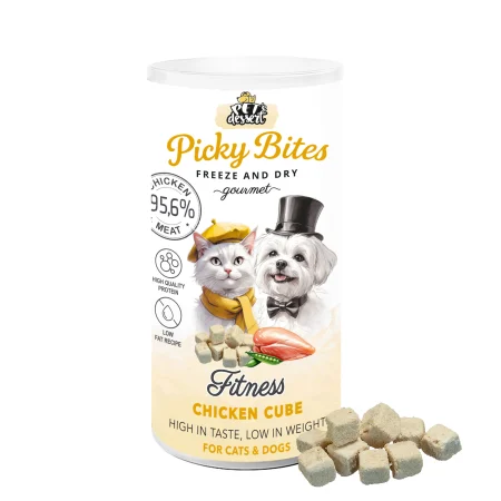 Recompense si Delicii pentru Pisici - Pet’s Dessert Recompense Picky Bites Fitness Cuburi de Pui