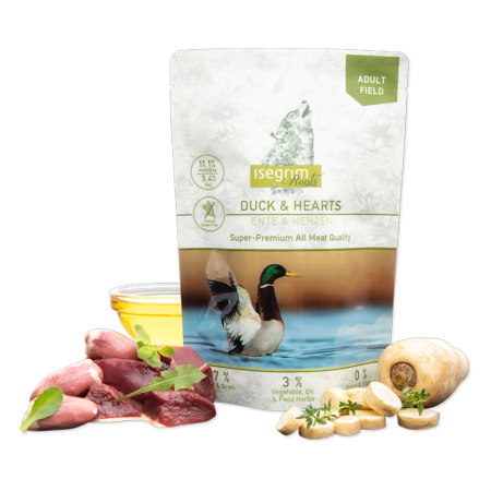 Caini - Pouch Isegrim Dog Adult - Duck & Hearts 410 Gr.