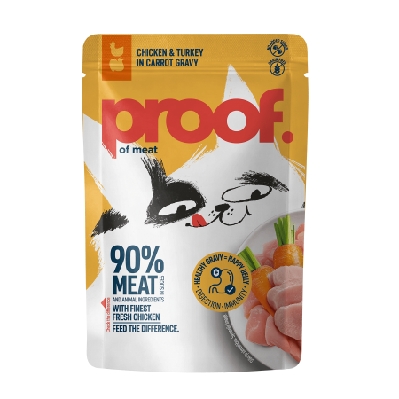 Proof - Proof Hrana Umeda pentru Pisici cu Pui si Curcan in Sos de Morcovi 85 Gr