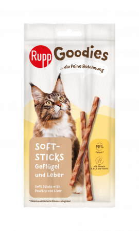 Recompense si Delicii pentru Pisici - Rupp Batoane Moi cu Pasare si Ficat 6 Buc