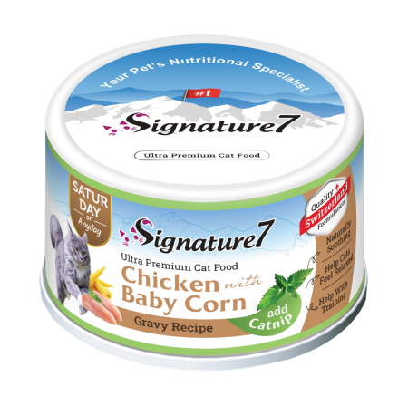 Signature7 - Signature7 Cat Hrana Umeda Reteta cu Pui in Sos de Porumb Baby 70 Gr