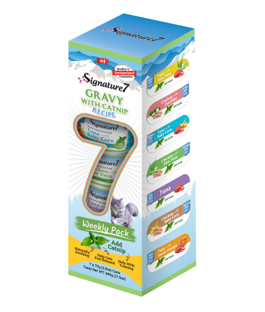 Signature7 - Signature7 Cat Variety Pack Retete de Ton si Pui in Sos cu Catnip 7x70 Gr