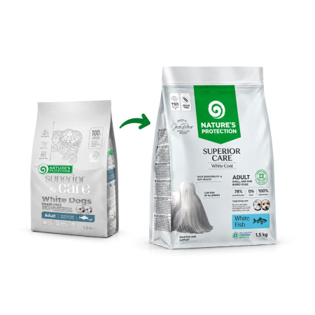 Caini - Superior Care White Dogs Grain Free Small&Mini Breeds Adult cu Peste Alb
