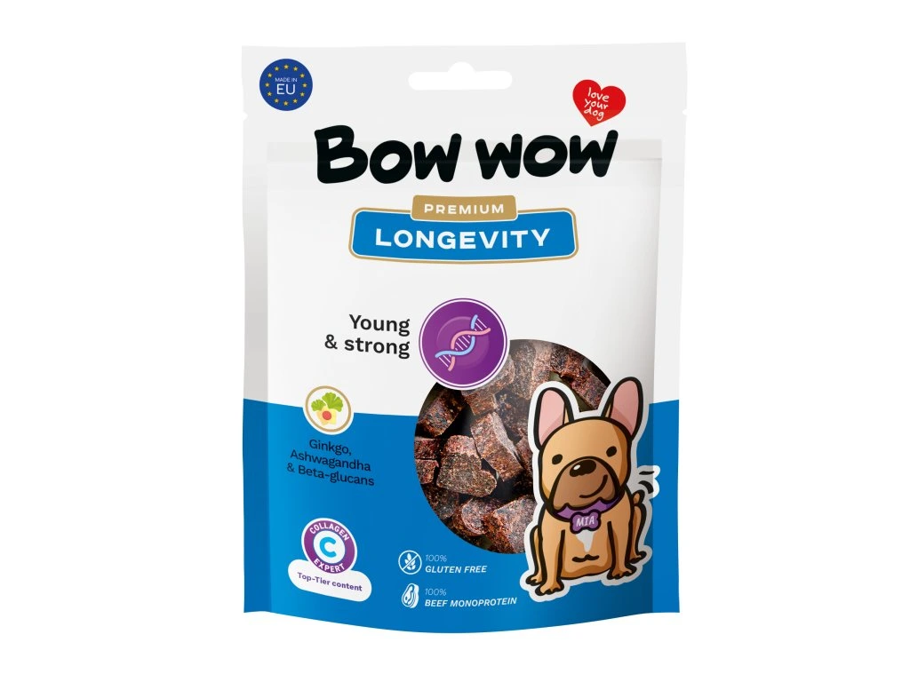 Import - Bow Wow Recompense pentru Caini Longevity Beef Monoprotein 60 Gr