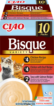 Import - Ciao Churu Bisque Variety cu Pui, Pui si Vita, Ton si Somon 10 Buc