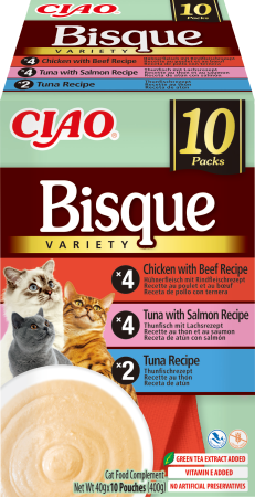 Import - Ciao Churu Bisque Variety cu Ton, Pui si Vita, Ton si Somon 10 Buc