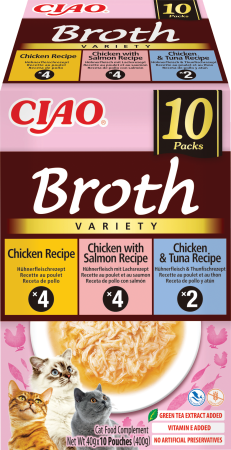 Import - Ciao Churu Broth Variety cu Pui, Pui si Somon, Pui si Ton 10 Buc
