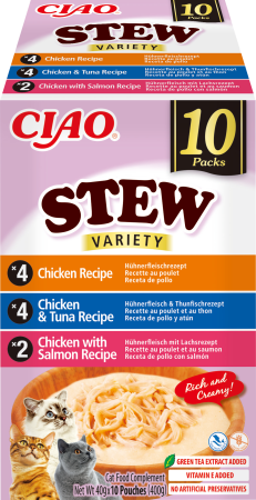 Import - Ciao Churu Stew Variety cu Pui, Pui si Ton, Pui si Somon 10 Buc