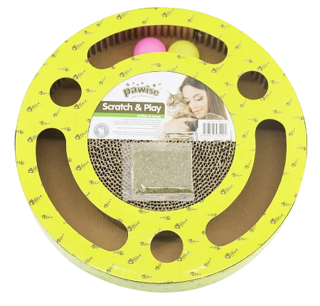 Pisici - Pawise Round Cat Scratch and Play cu Catnip pentru Pisici