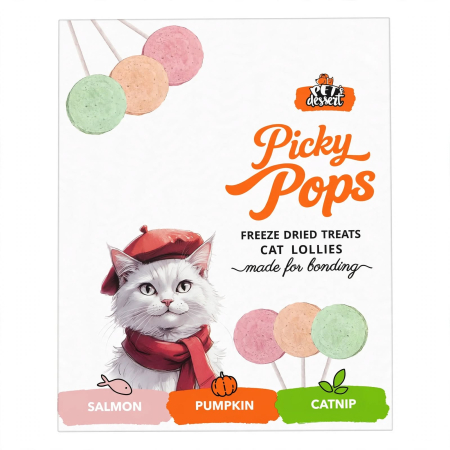Import - Pet's Dessert Picky Pops Acadele Liofilizate pentru Pisici 3 Arome 12 Buc x 1.4 Gr